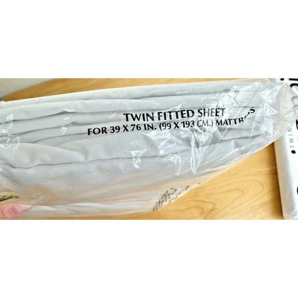 NOS Vintage Springmaid Twin Sheet Set White Percale Made in USA Flat & Fitted